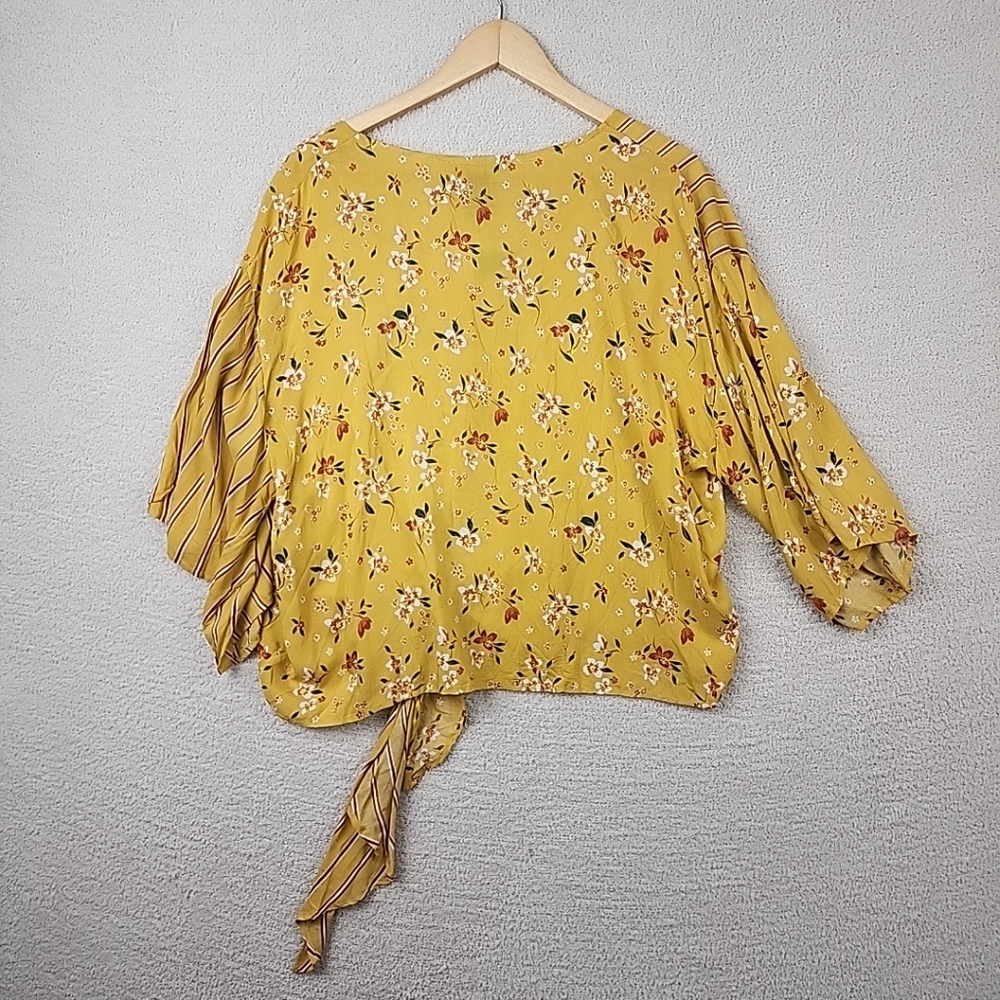 Forever 21 Yellow Bell Sleeve Blouse with Tie Front - Picture 8 of 8